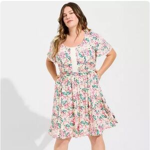 Torrid Mini Swiss Dot Tunic Center Pleat Dress Size 3X